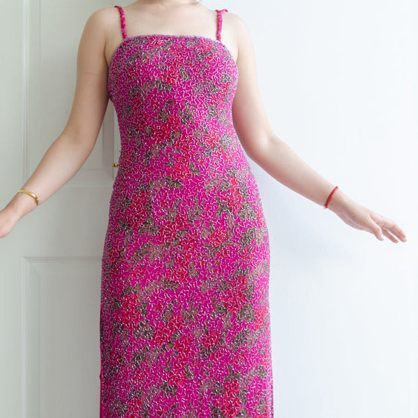 Beaded Vintage Gala Dress Red Vintage Beaded Vintage Gala Dress Red Vintage