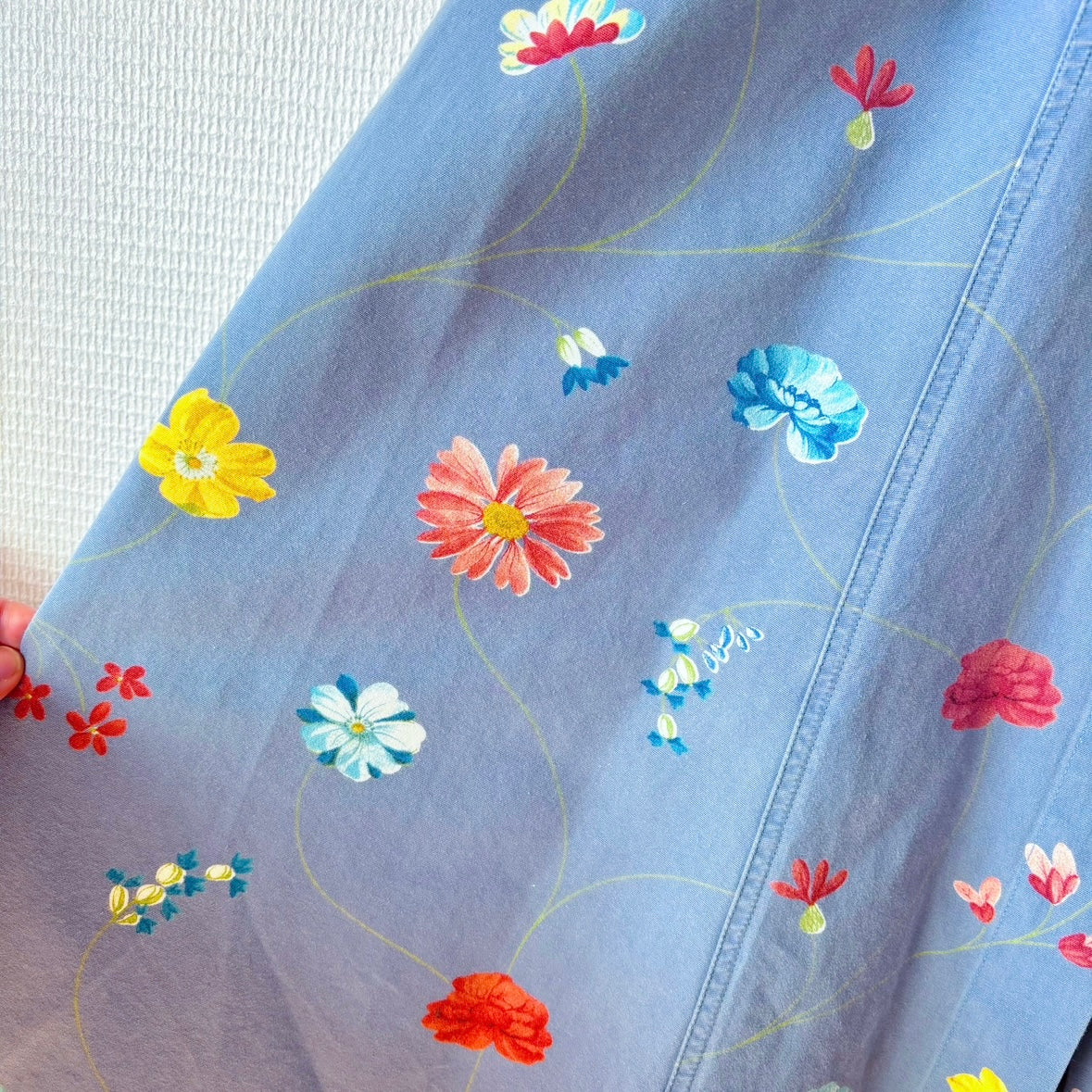 Kenzo Blue Denim Floral Maxi Dress