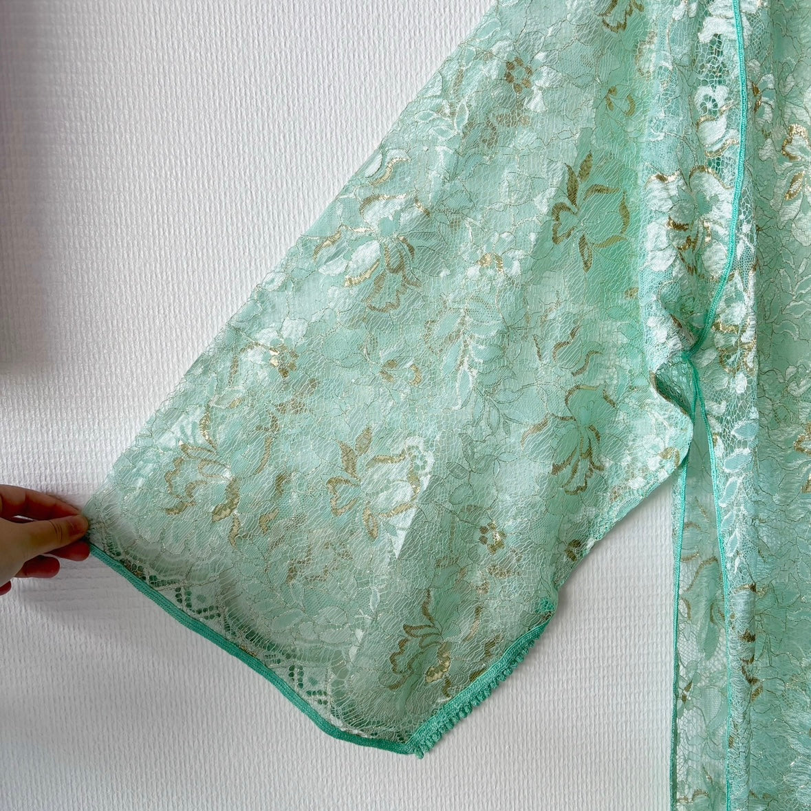 Pastel green see-through robe