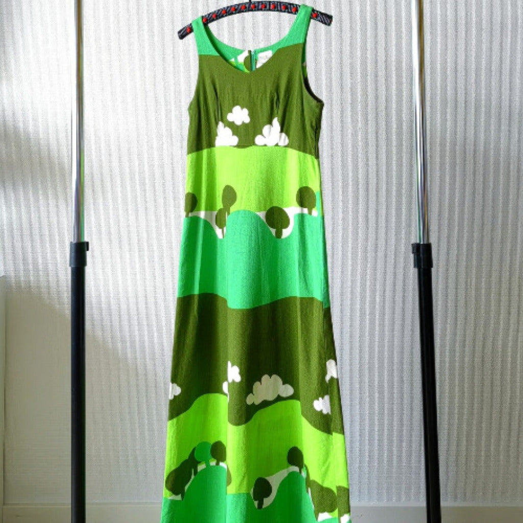 60S/70S Green Maxi Dress XS Red Vintage 60S/70S Green Maxi Dress XS Red Vintage