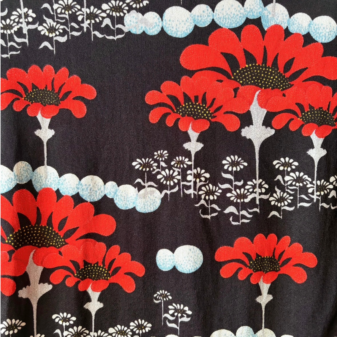 Vintage 70s Black Flower Blouse