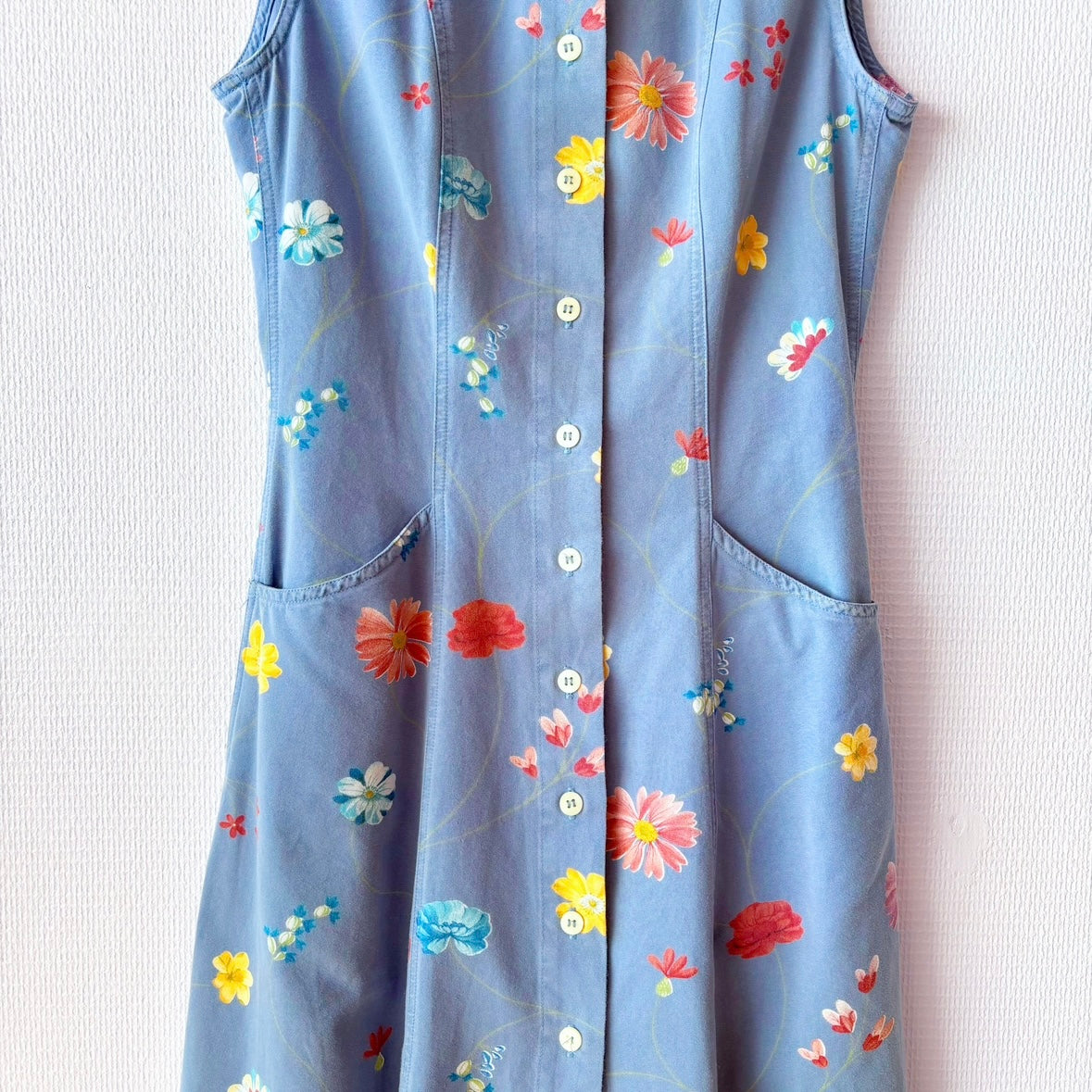 Kenzo Blue Denim Floral Maxi Dress