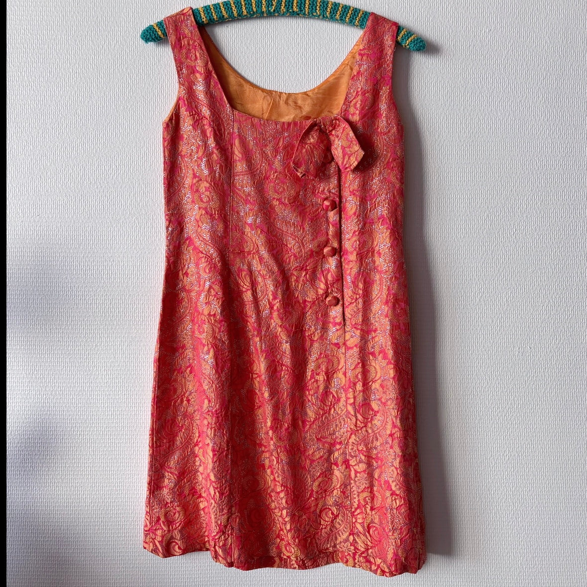 Vintage 60s Red & Orange Shimmer Dress S/XS