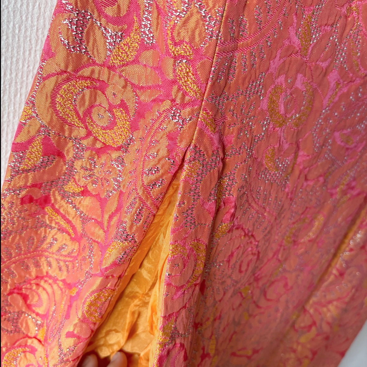 Vintage 60s Red & Orange Shimmer Dress S/XS