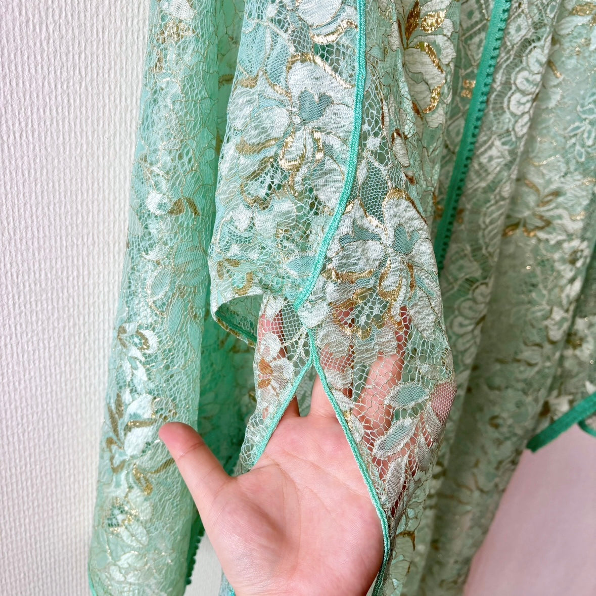 Pastel green see-through robe
