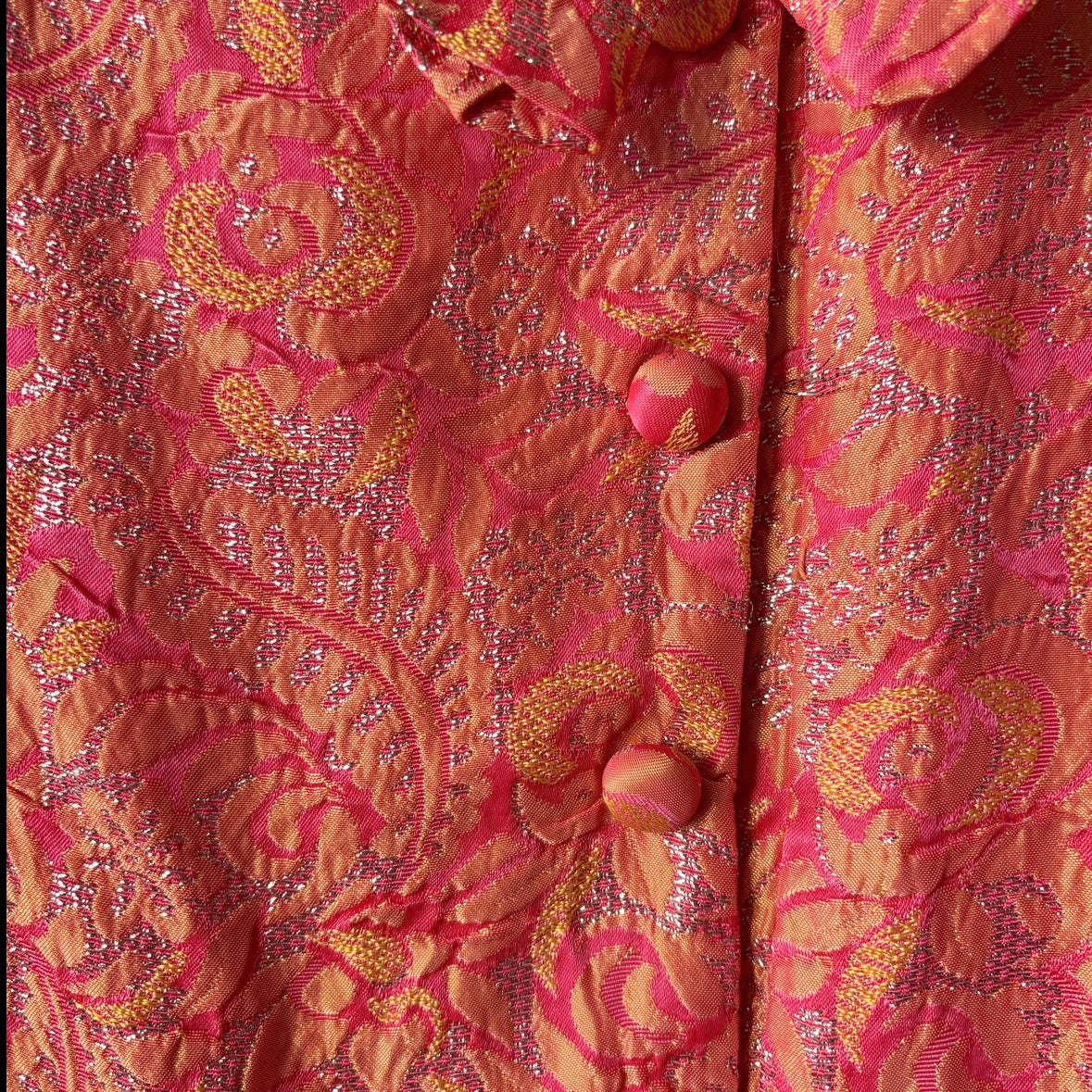 Vintage 60s Red & Orange Shimmer Dress S/XS
