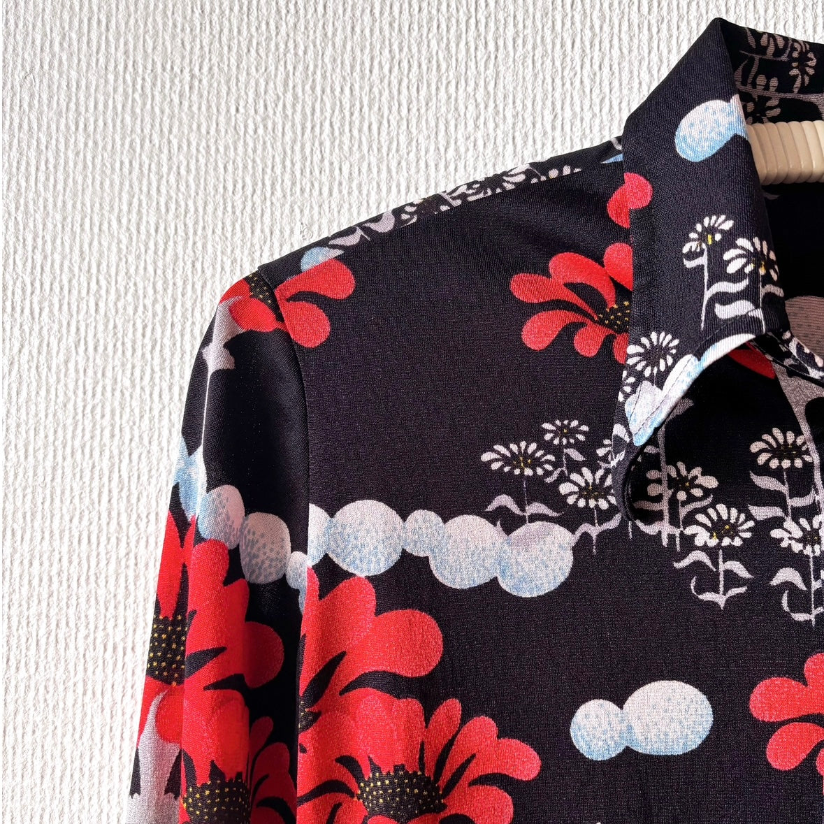 Vintage 70s Black Flower Blouse