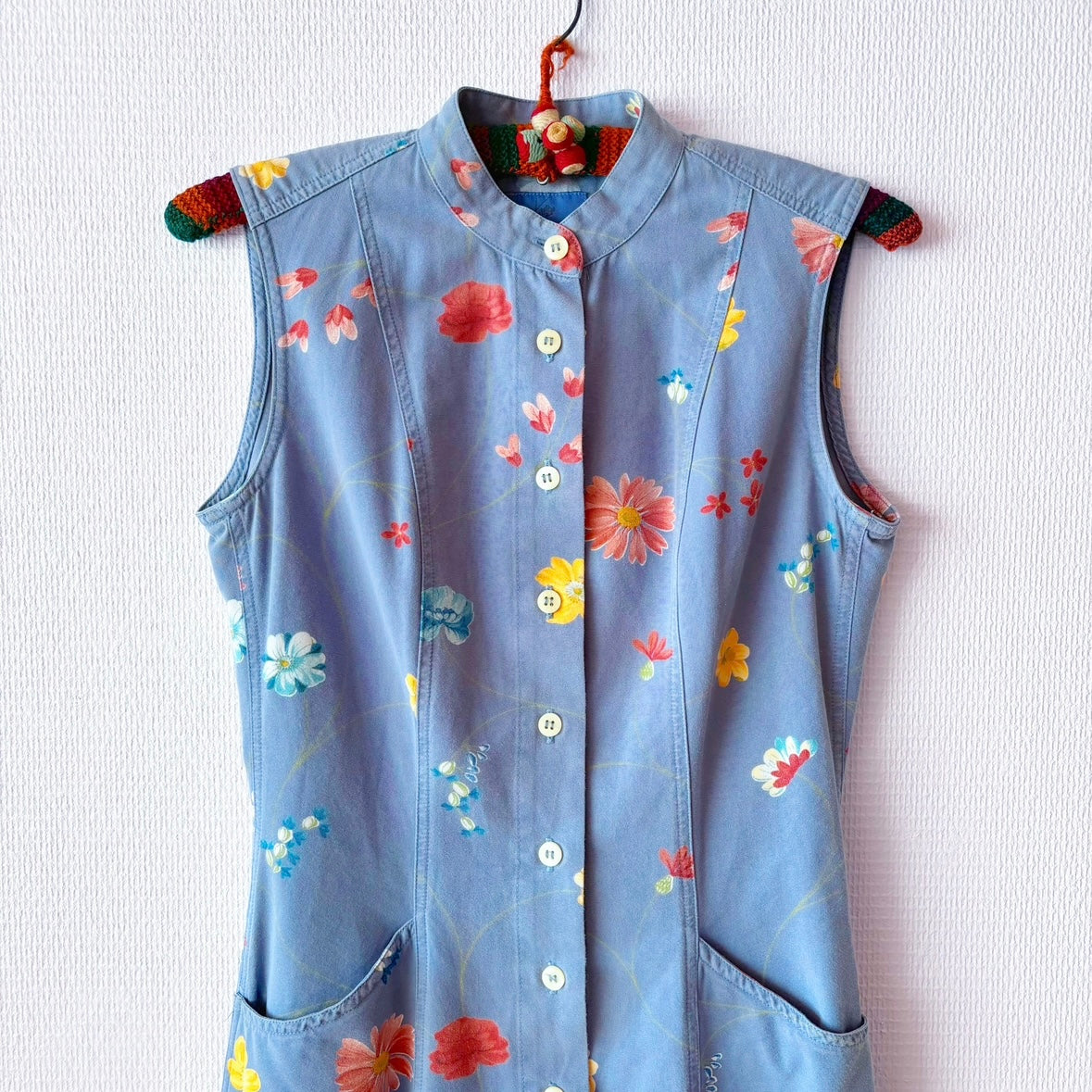 Kenzo Blue Denim Floral Maxi Dress