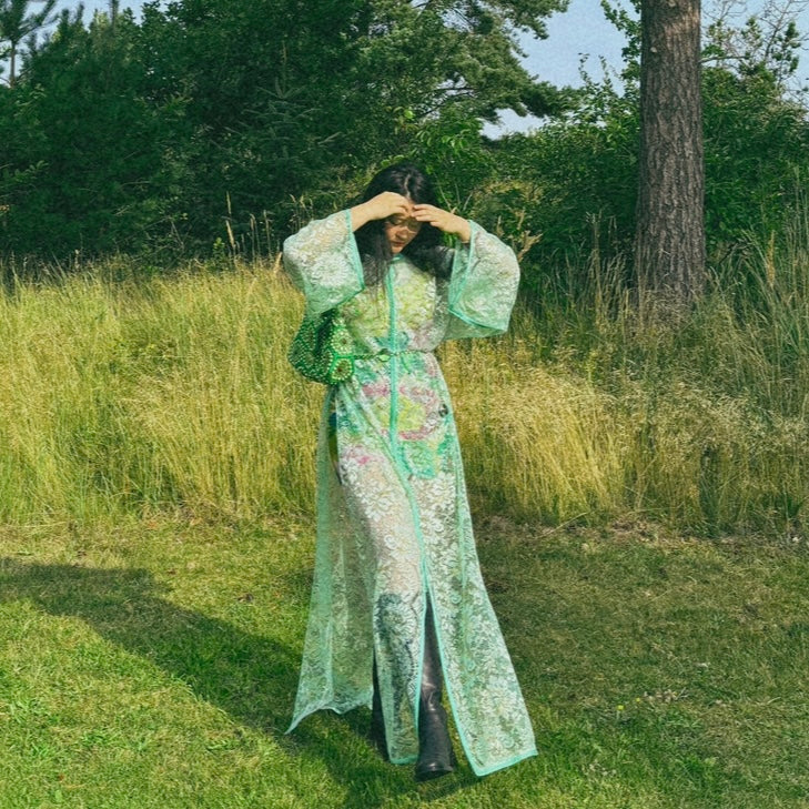Pastel green see-through robe
