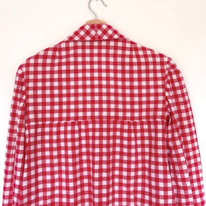 Handmade Red Gingham Cotton Blouse S