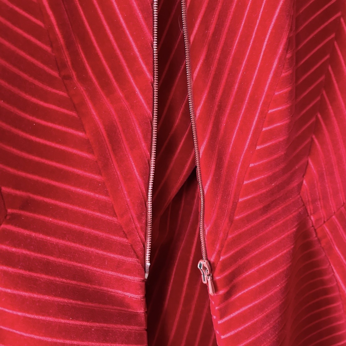 Vintage Mugler Red Velvet Skirt Suit Set S