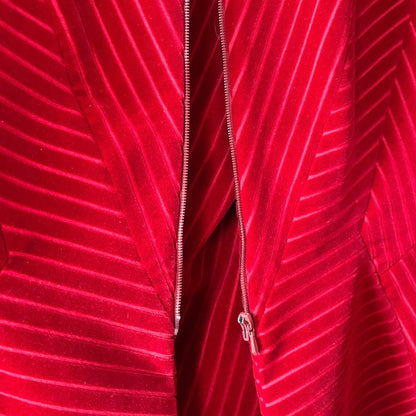 Vintage Mugler Red Velvet Skirt Suit Set S