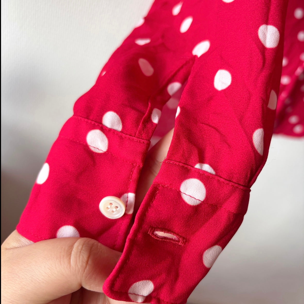 Comme des Garçons Red Polka Dot Blouse M
