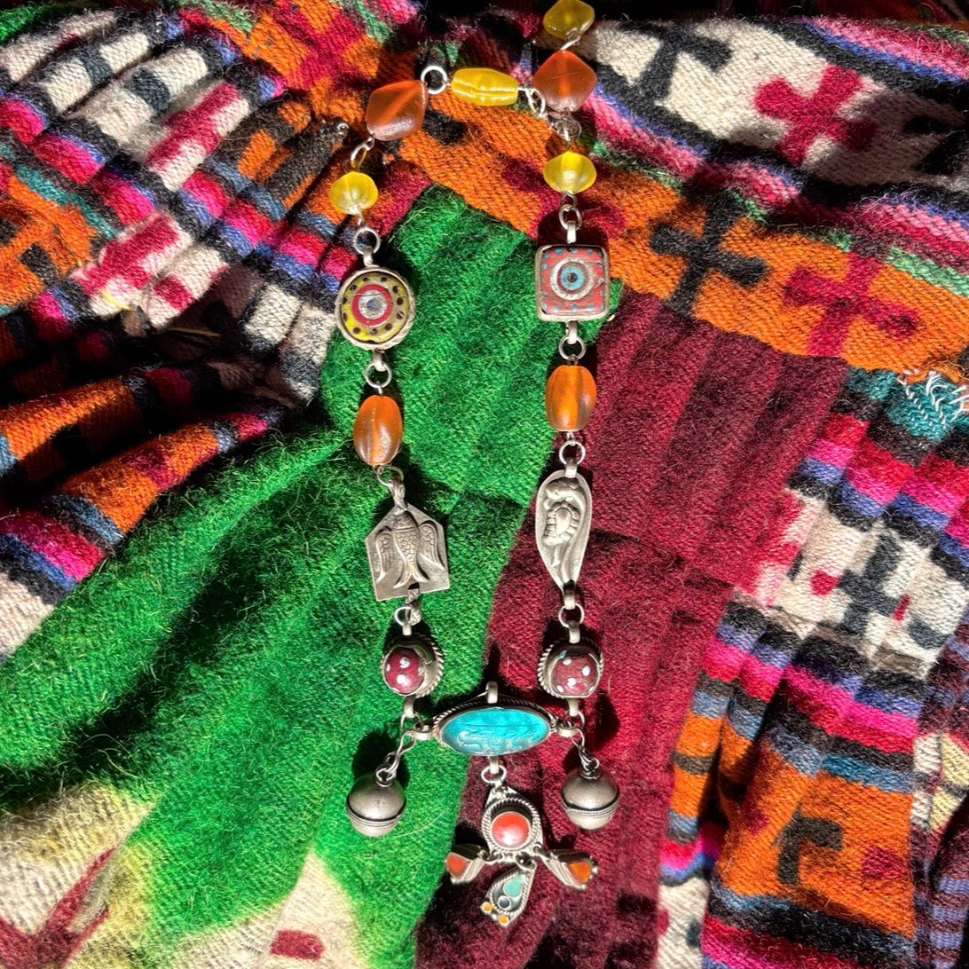 Redesigned Old Bead Tribal Charm Necklace Joy