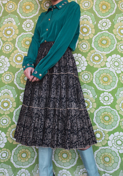 Black cotton pleated skirt