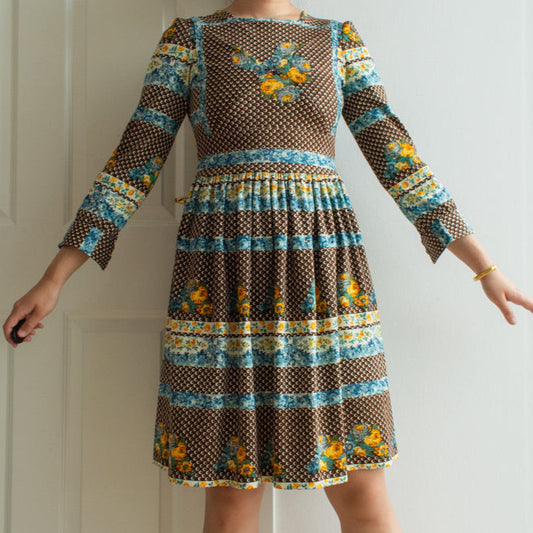 Brown flower dress S