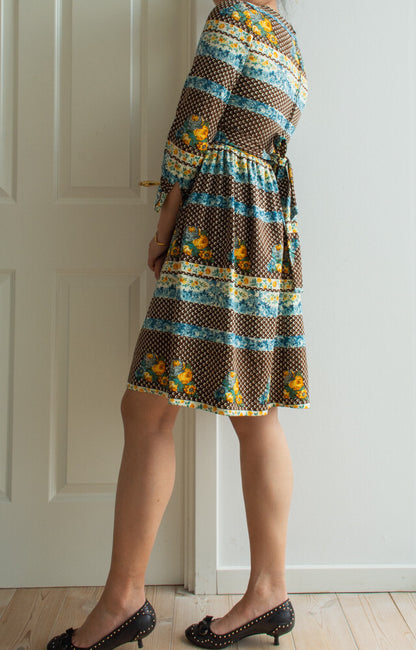 Brown flower dress S