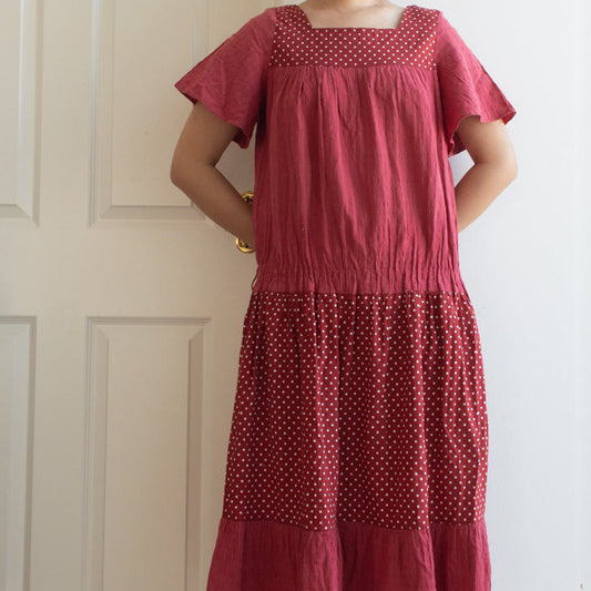 Red cotton dress M/L