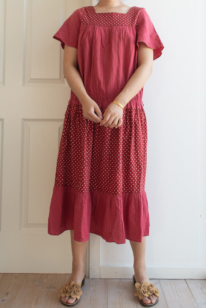 Red cotton dress M/L