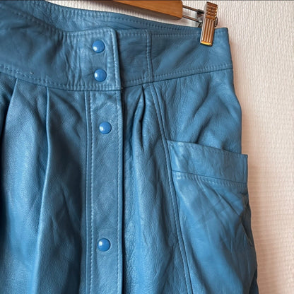 Vintage 80s Blue Leather Two-Piece Set