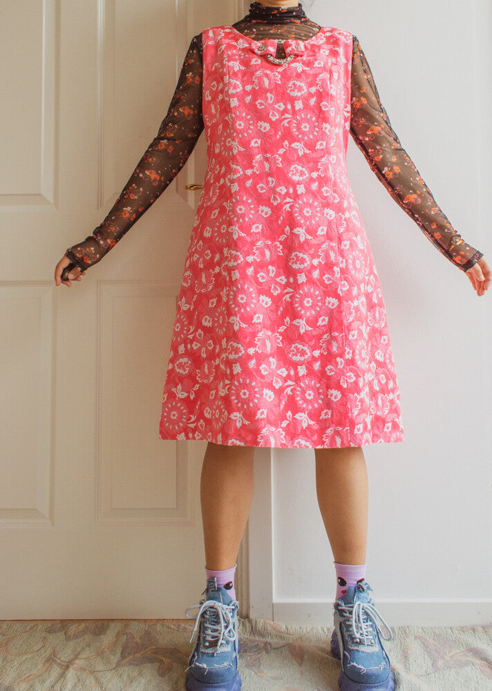 Amazing pink retro dress L/XL