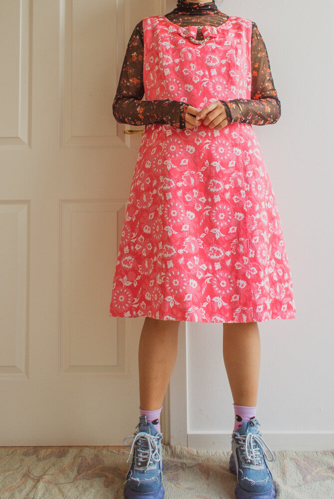 Amazing pink retro dress L/XL