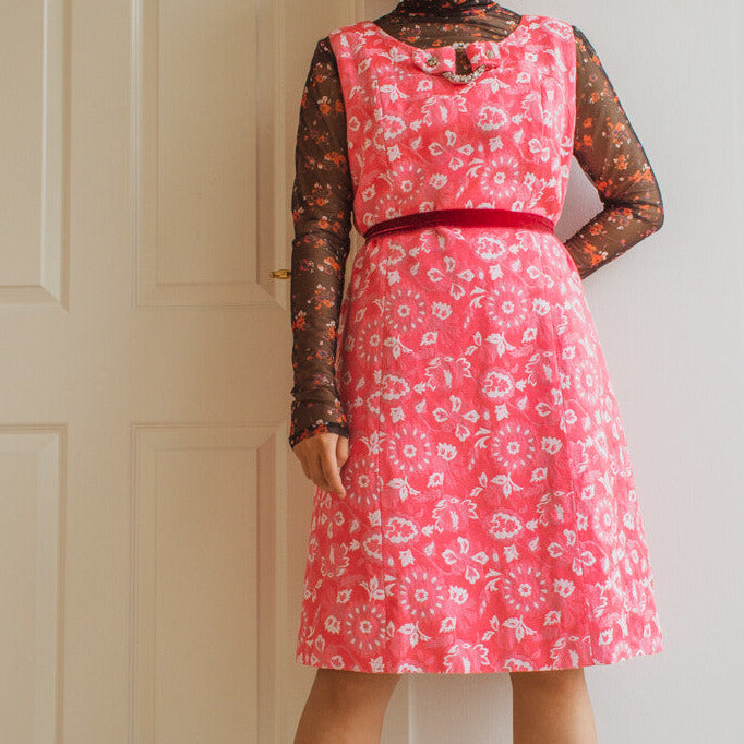 Amazing pink retro dress L/XL