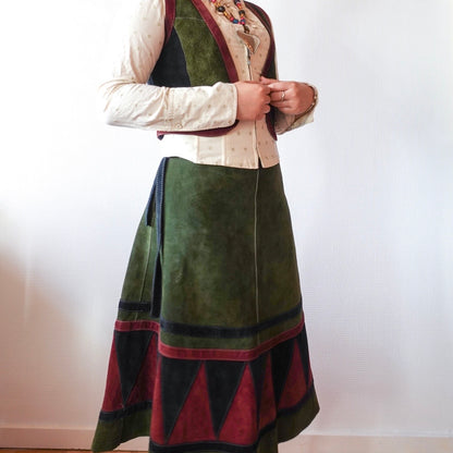 Vintage Friitala Finland Suede Leather Two-Piece Set