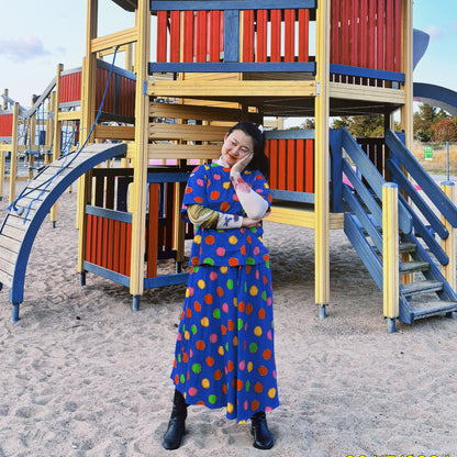 Vibrant Blue Cotton T-Shirt & Skirt Set