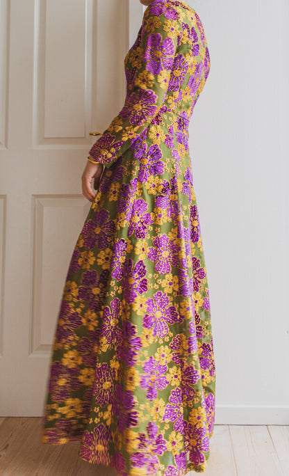 Shiny maxi flower dress S