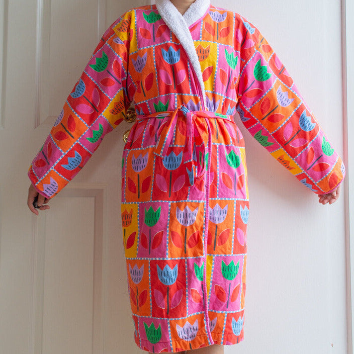 Colorful flower bathrobe M/L