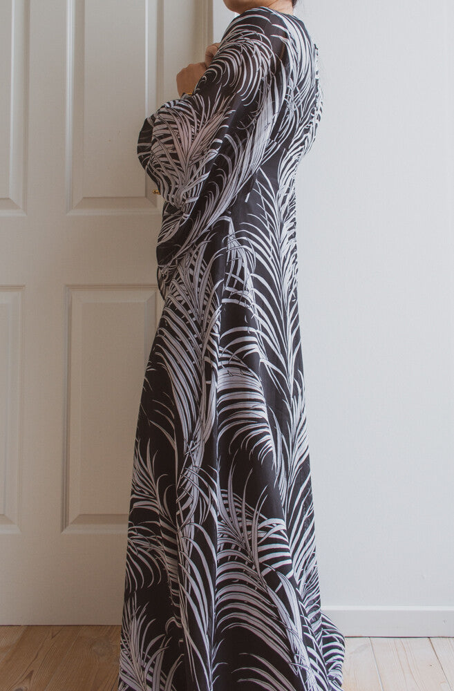 70s huge arm maxi dress M/L