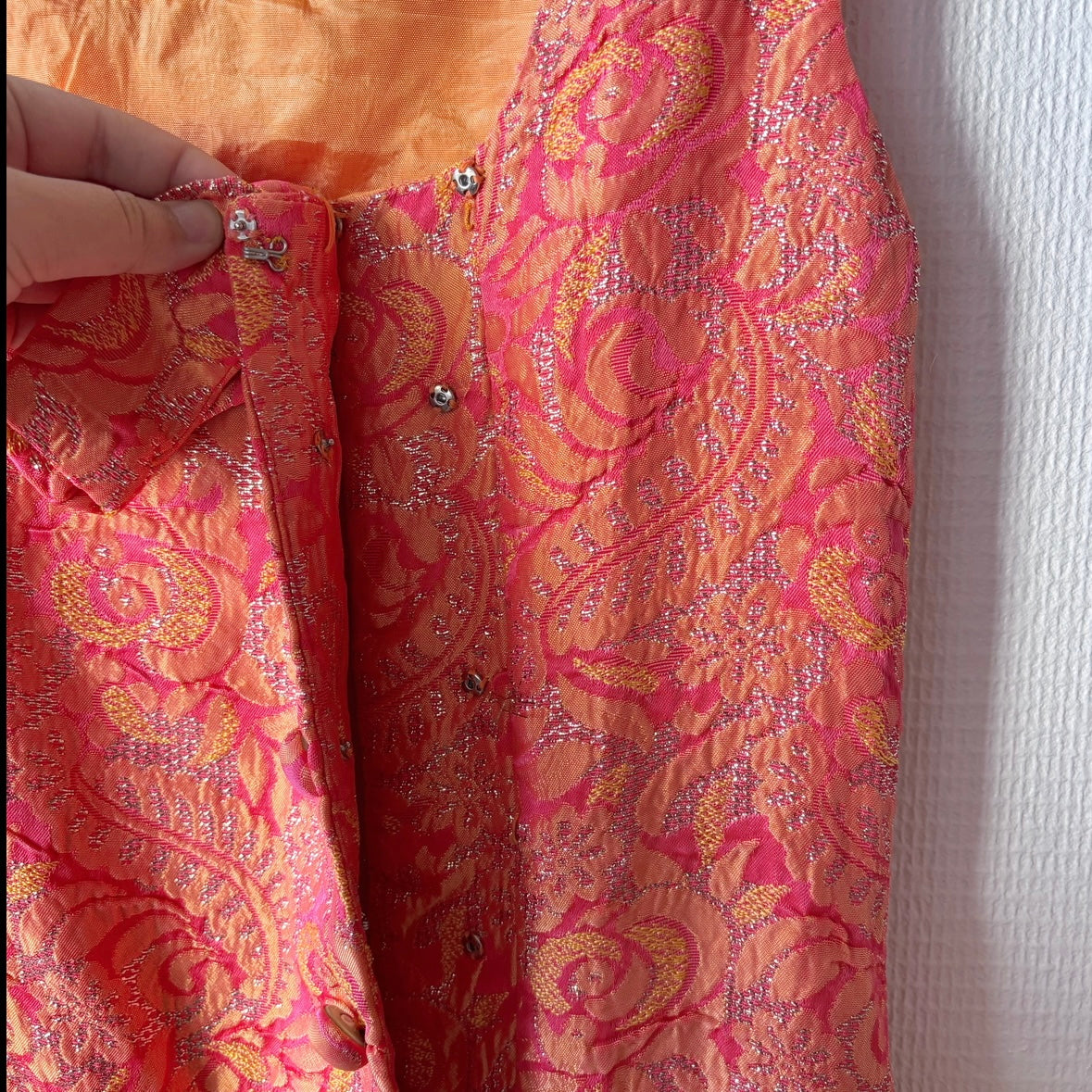 Vintage 60s Red & Orange Shimmer Dress S/XS