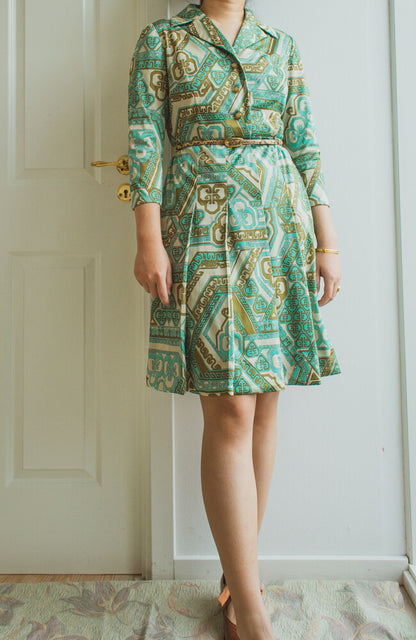 Green retro dress S