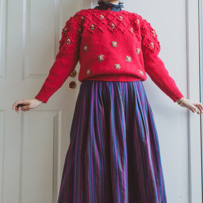 Vintage embroidery thick sweater M/S