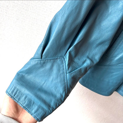 Vintage 80s Blue Leather Two-Piece Set