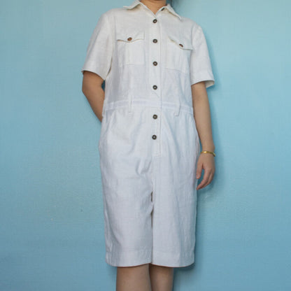 White cotton overall M/L