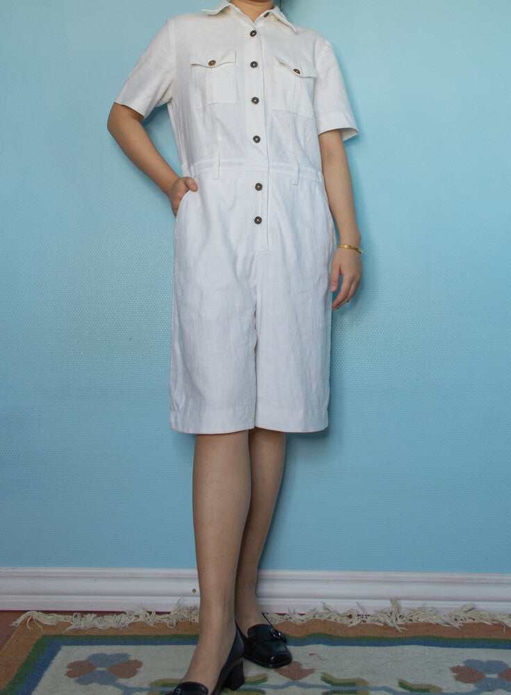 White cotton overall M/L