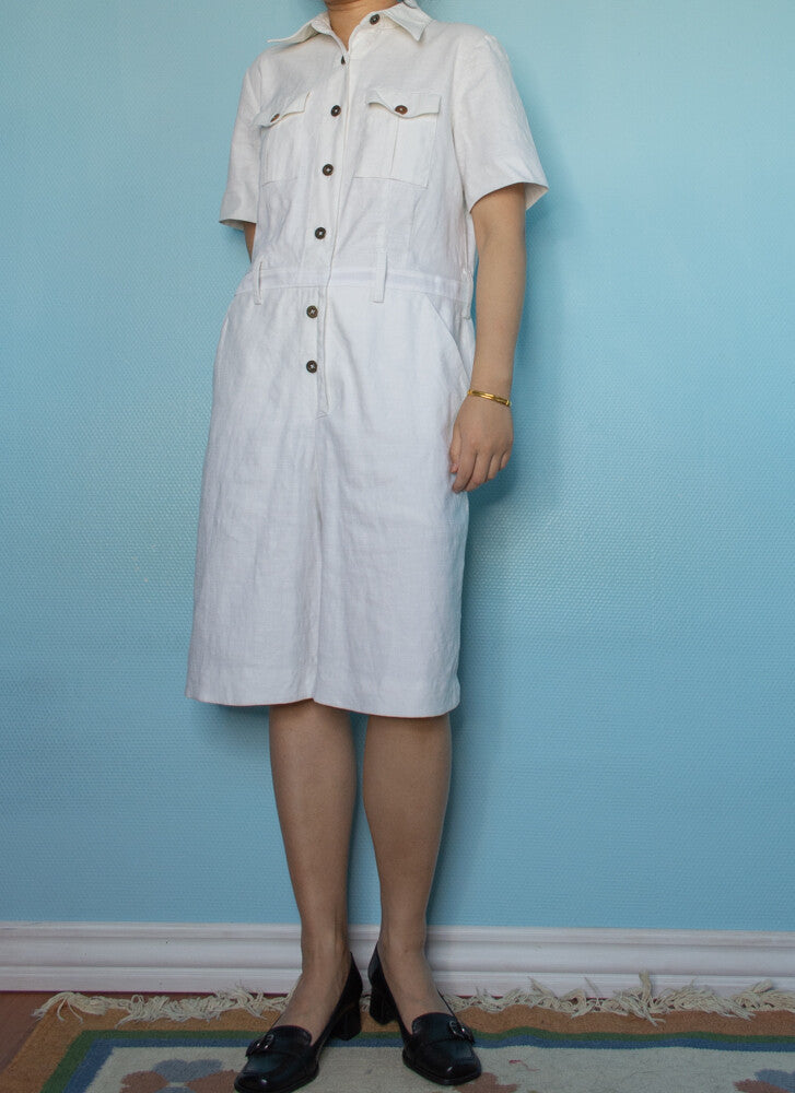 White cotton overall M/L