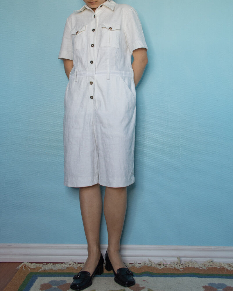 White cotton overall M/L