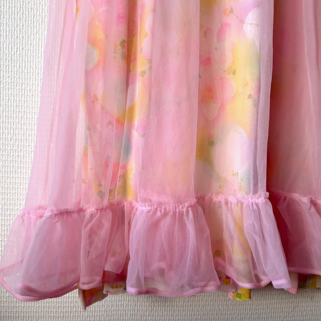 Vintage Pink Chiffon Peignoir Set