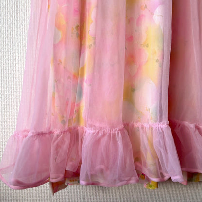 Vintage Pink Chiffon Peignoir Set