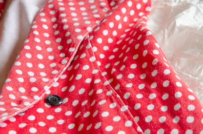 Red polka dot denim dress S