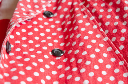 Red polka dot denim dress S