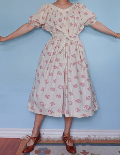 White and pink cotton dress