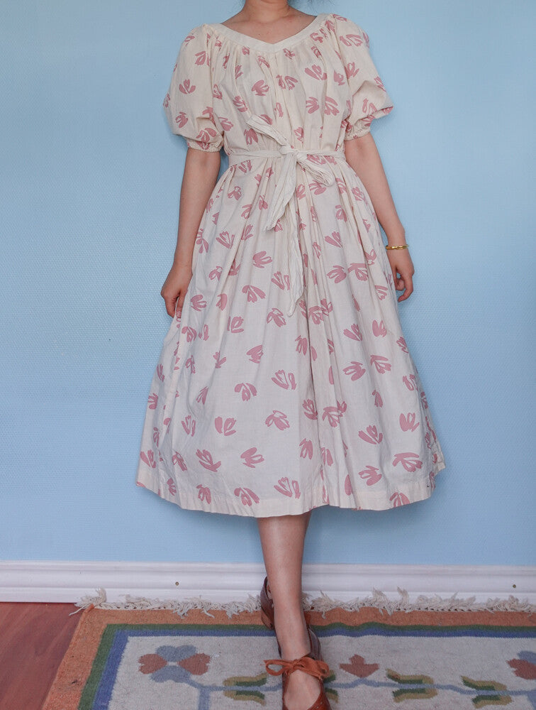 White and pink cotton dress