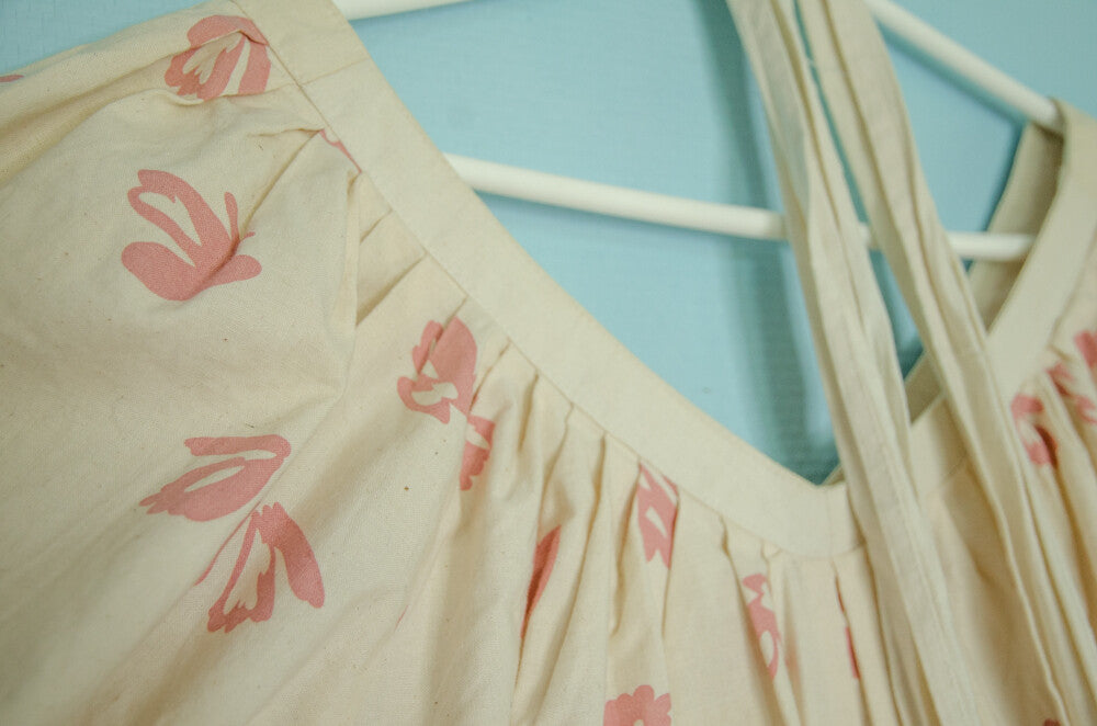 White and pink cotton dress