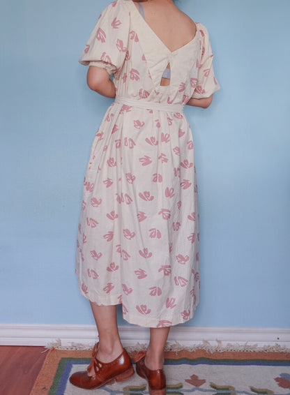 White and pink cotton dress