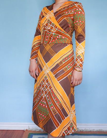 Retro colorful 70s dress