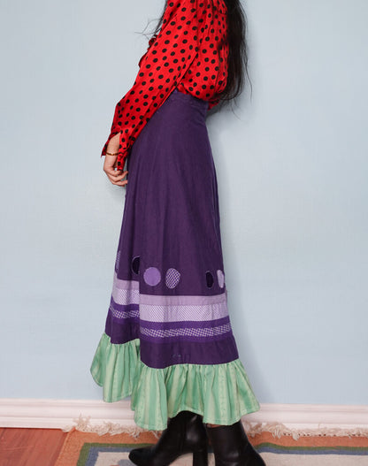 Redesign retro purple wrap skirt